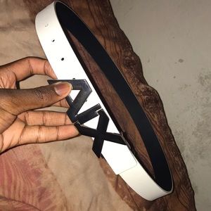 Armani Exchange Hinge Logo Buckle Leather Belt